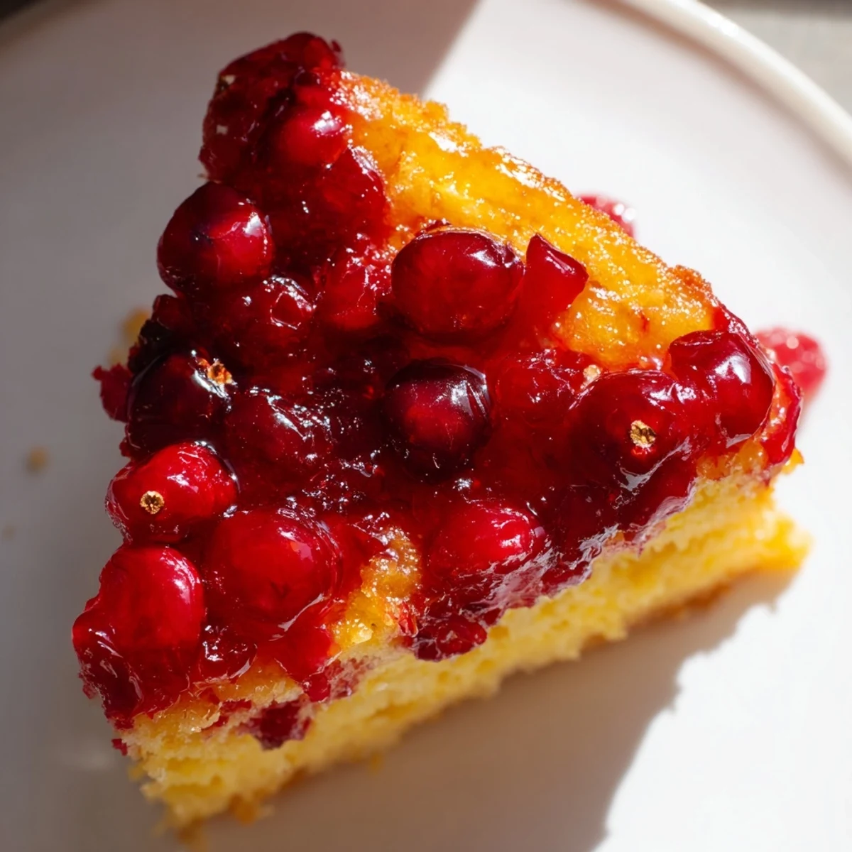 Warm Cranberry Topping with Cake is plated with whipped cream for a festive dessert.
