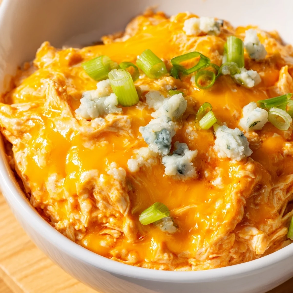 Creamy, zesty Spicy Buffalo Chicken Dip with melted cheddar, shredded chicken, and buffalo sauce, paired with crunchy celery and chips for a game day party appetizer.