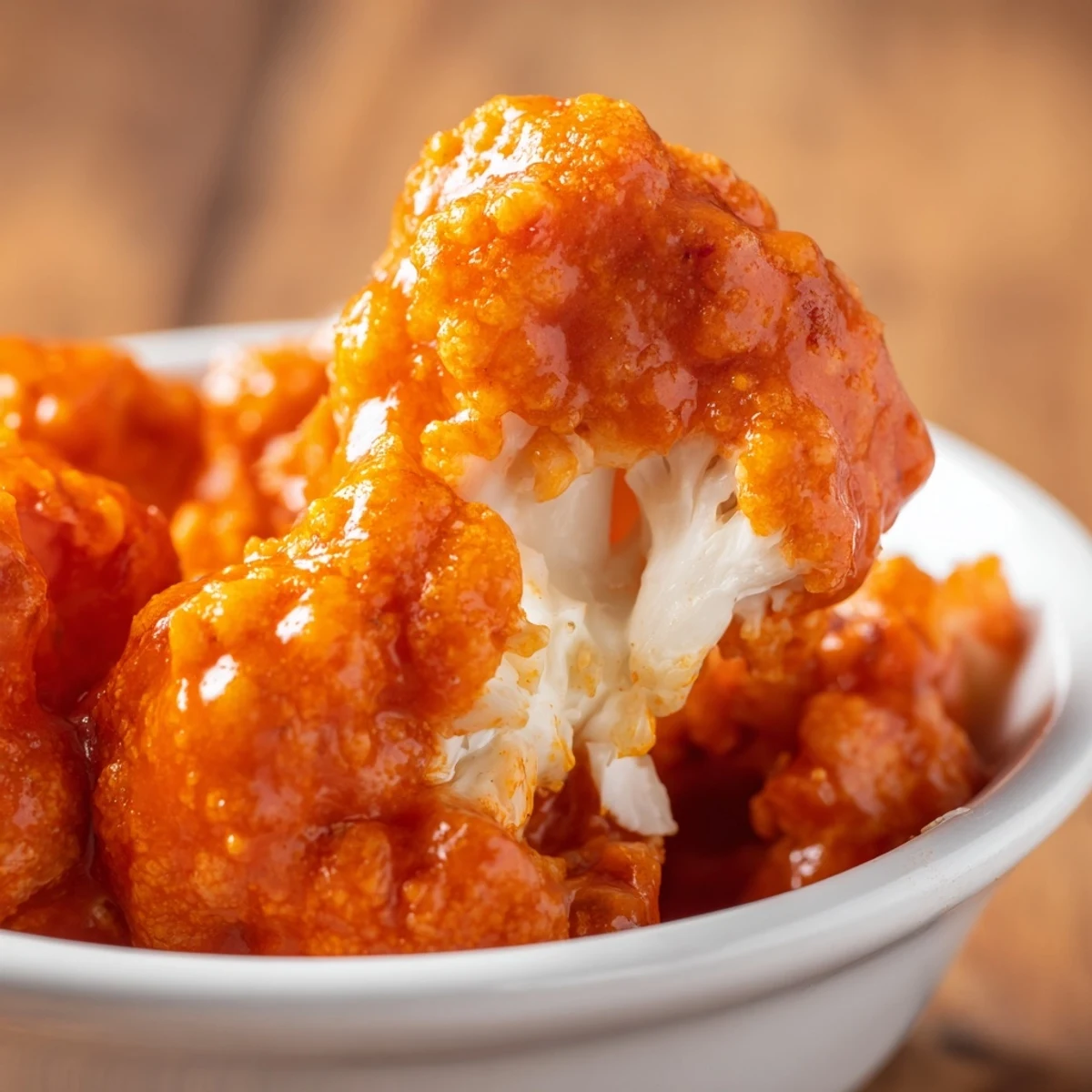 Golden, spicy Super Bowl Buffalo Cauliflower Bites arranged over ranch dip for a perfect game day snack.