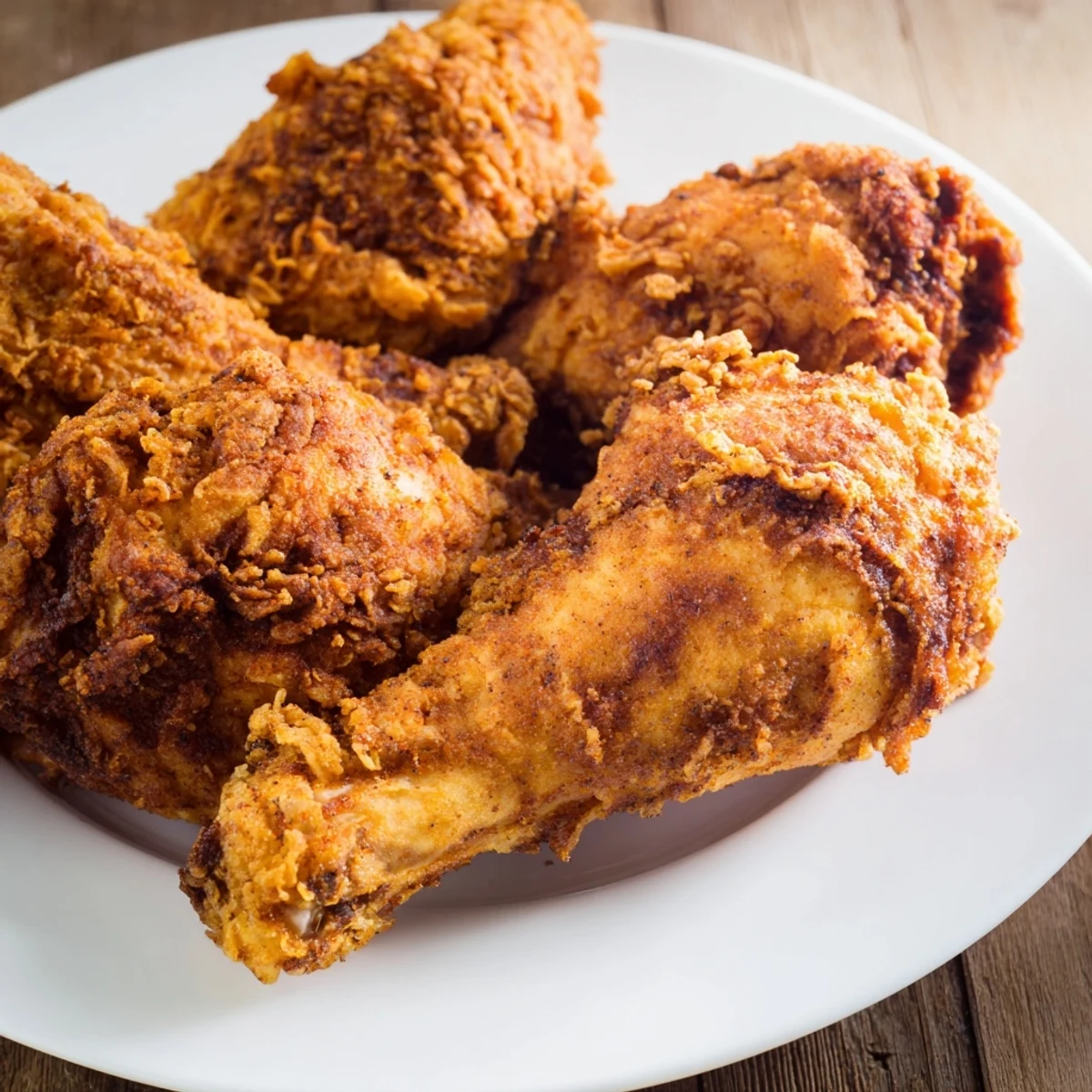 Freshly fried Cajun Fried Chicken thighs, featuring an extra crispy craggy coating and a juicy interior, served with creamy dipping sauce.