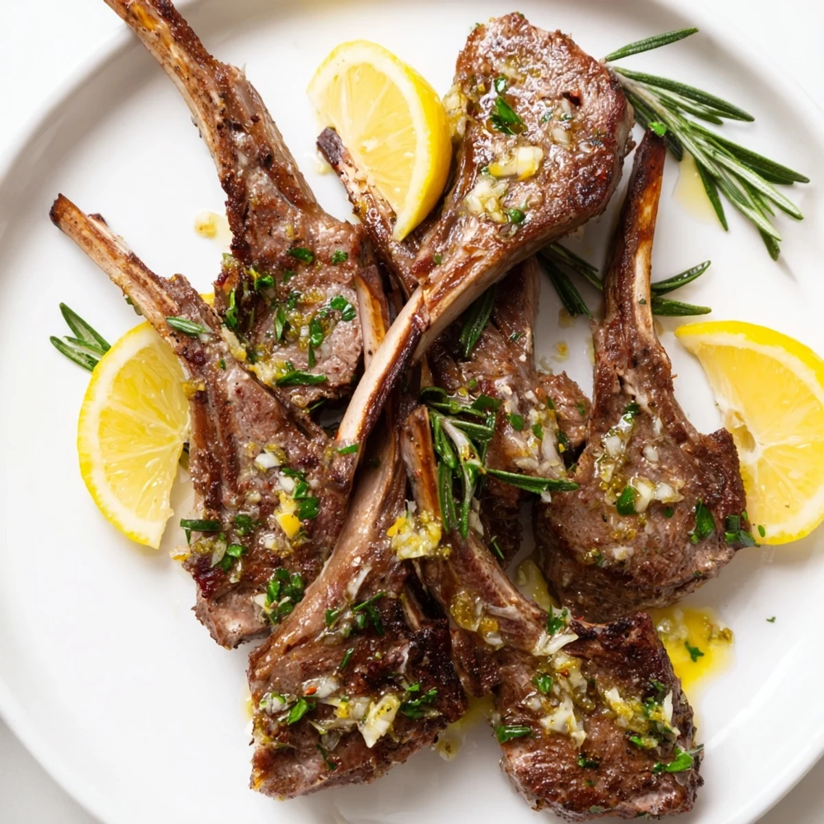 Tender Air Fryer Lamb Chops with Lemon Butter feature a zesty sauce, ready for a weeknight dinner.
