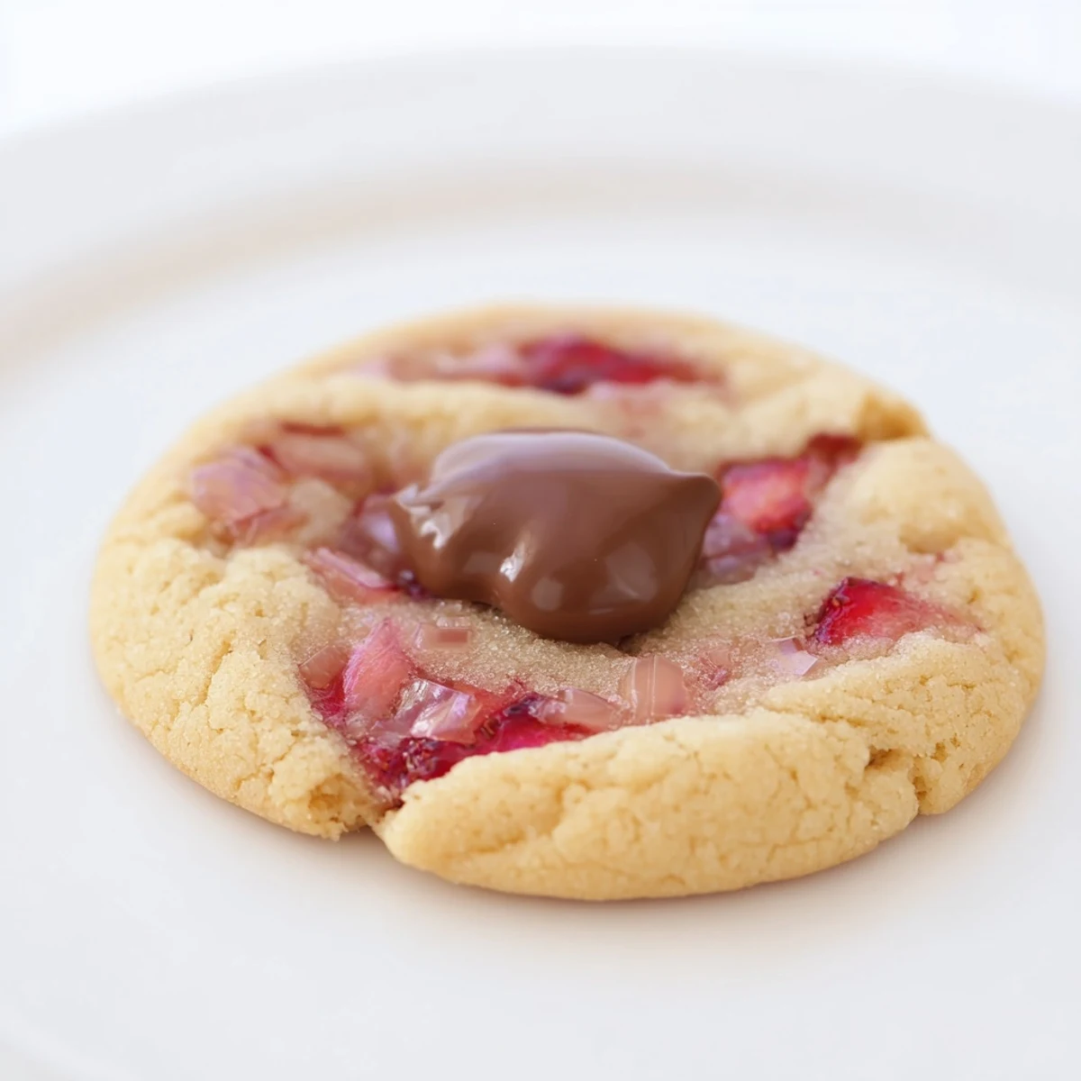 Close-up of Strawberry Kiss Cookies with fresh strawberry specks, ideal for a festive dessert table.