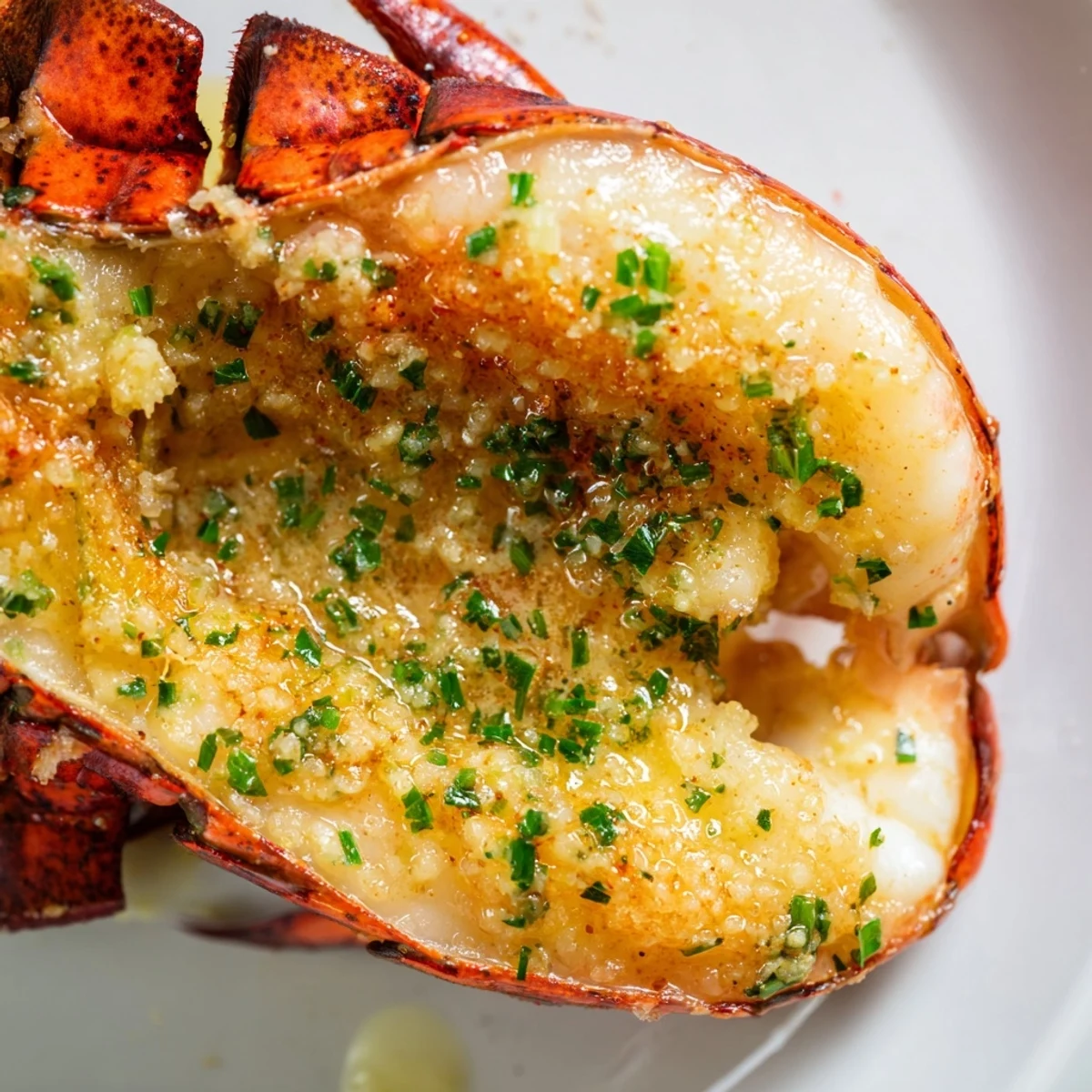 Smoked Lobster Tails With Garlic Butter sizzling in a smoker rack, meat tender and aromatic.