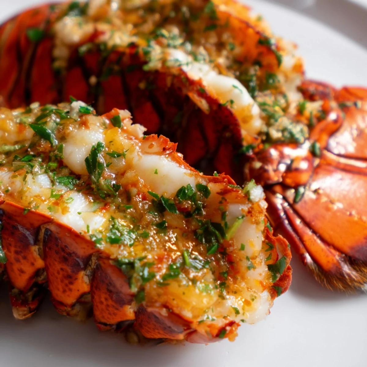 Perfectly smoked Smoked Lobster Tails With Garlic Butter ready to serve for a special dinner.