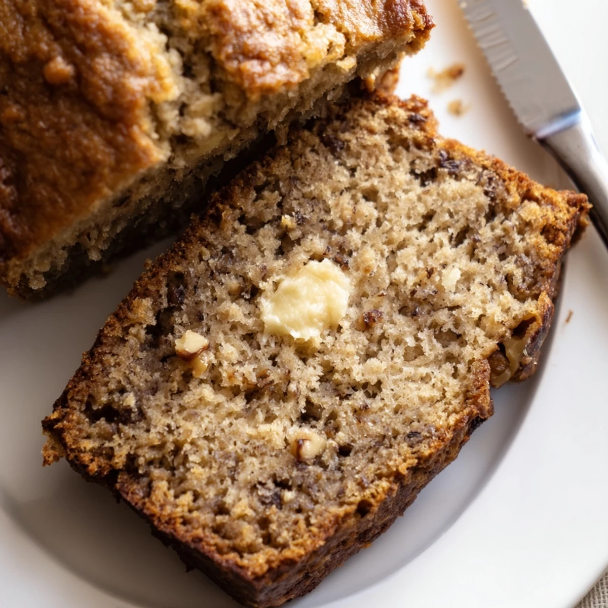 Rich tender banana bread made with sour cream cooling on a wire rack