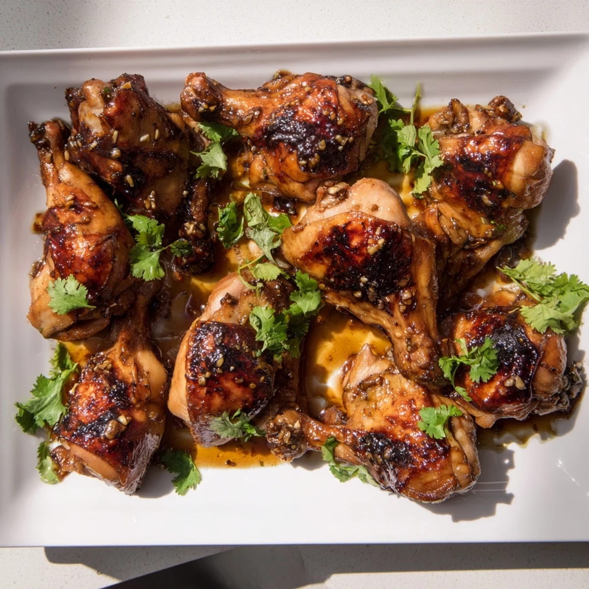 Whole chicken cutlets marinated in fresh ginger and soy sauce, roasted to perfection with pan juices poured over top