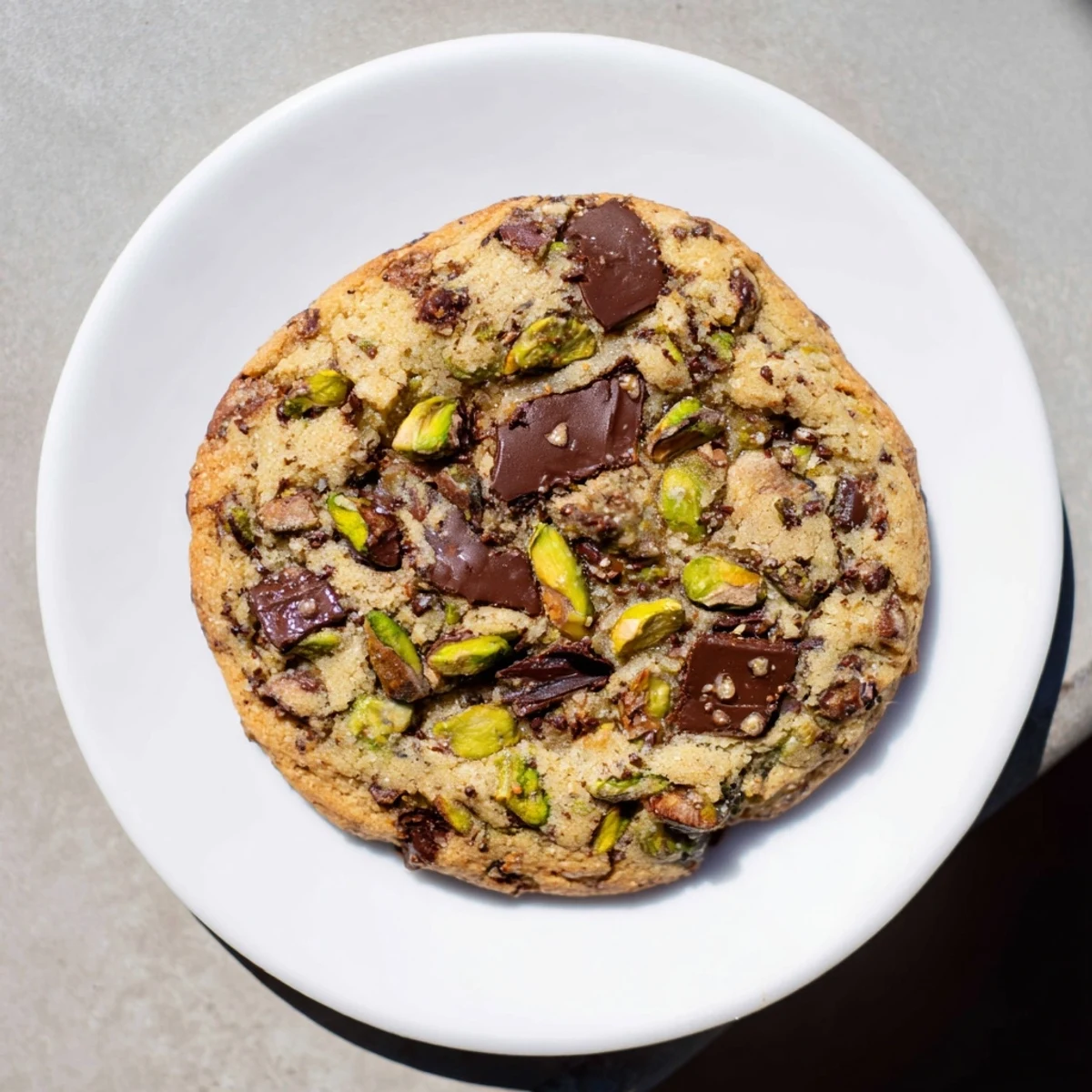 Golden Dubai chewy cookies studded with chopped dates and roasted pistachios on a cooling rack