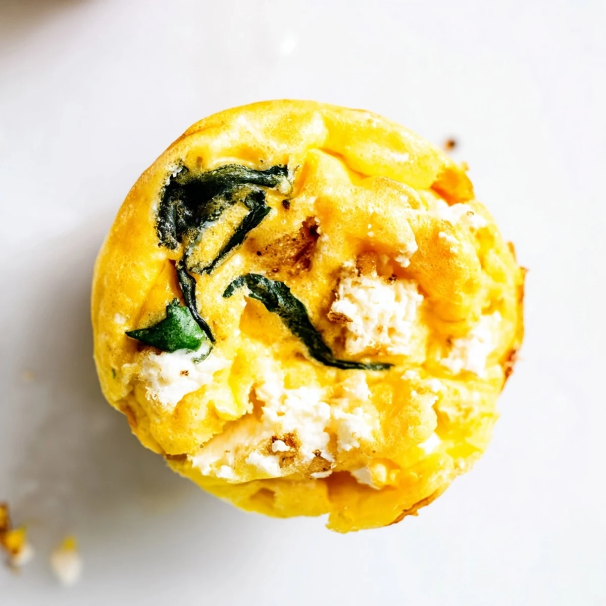 Savory spinach and feta egg muffins cooling in a muffin tin