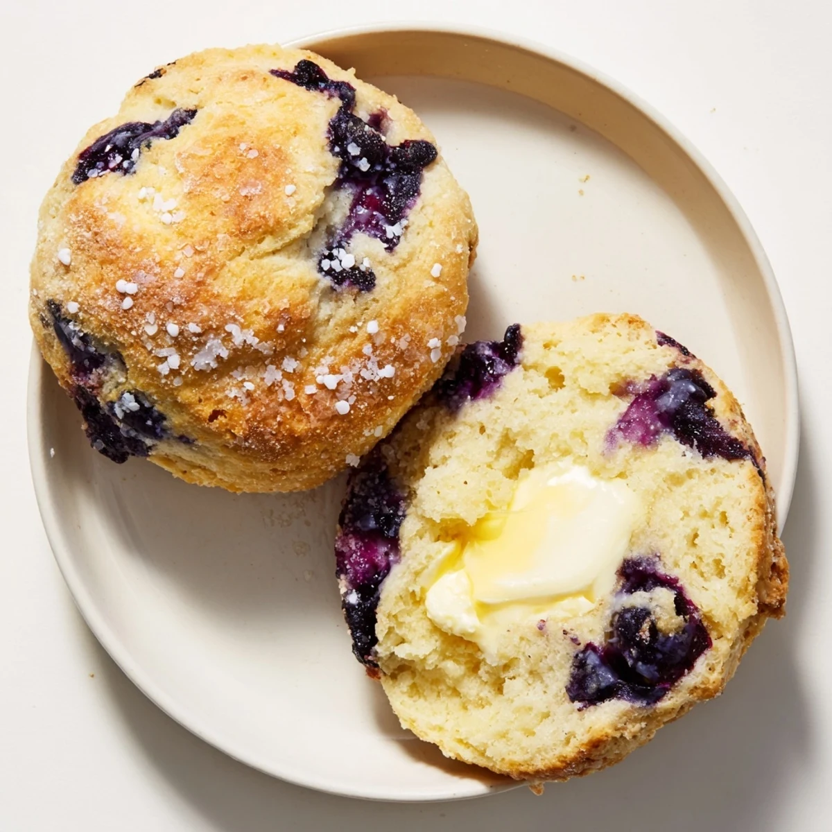 Flaky buttery biscuits bursting with fresh blueberries, served warm with melting butter