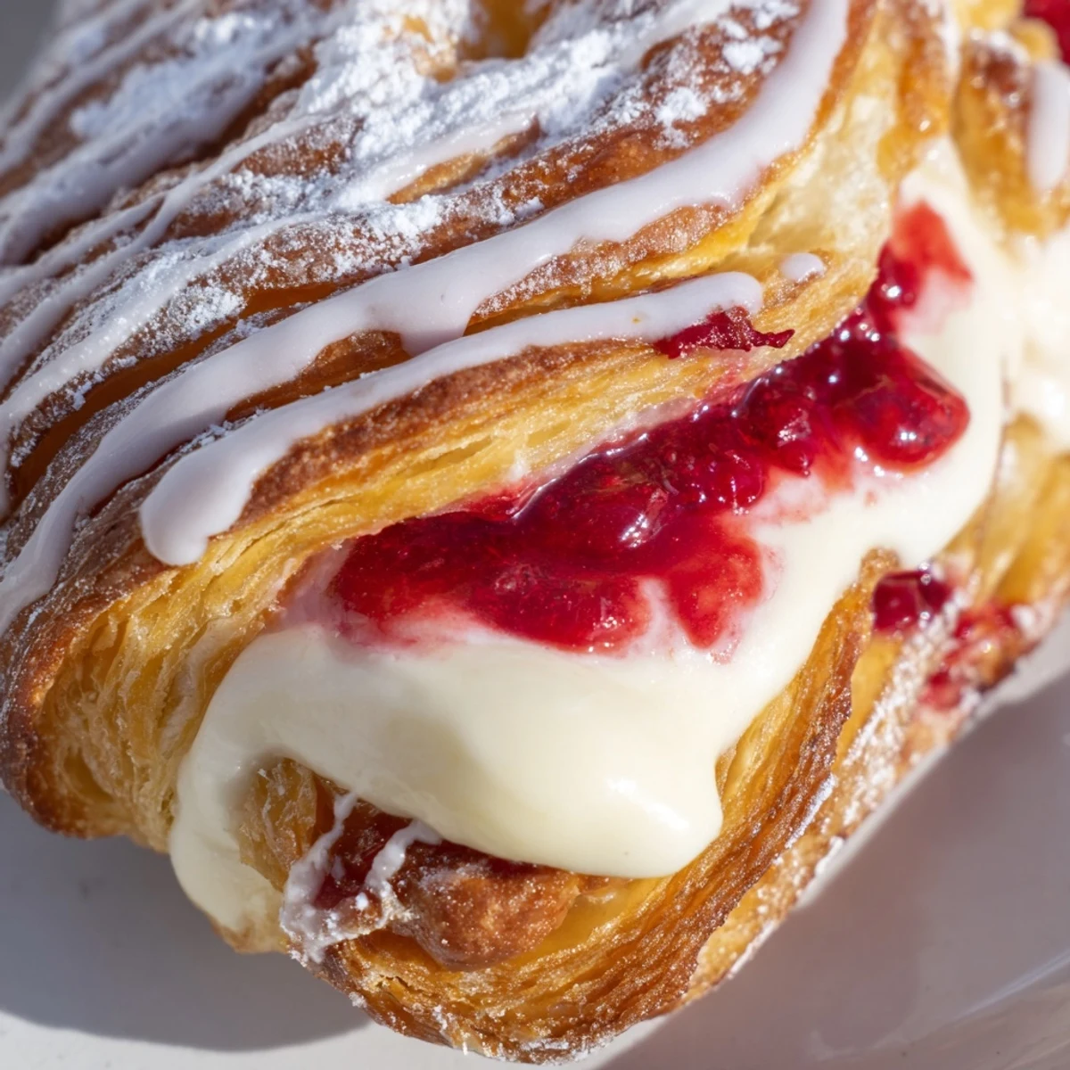 Sourdough Discard Raspberry Cream Cheese Danishes showcase tangy cream cheese filling and ruby red raspberries in buttery pastry