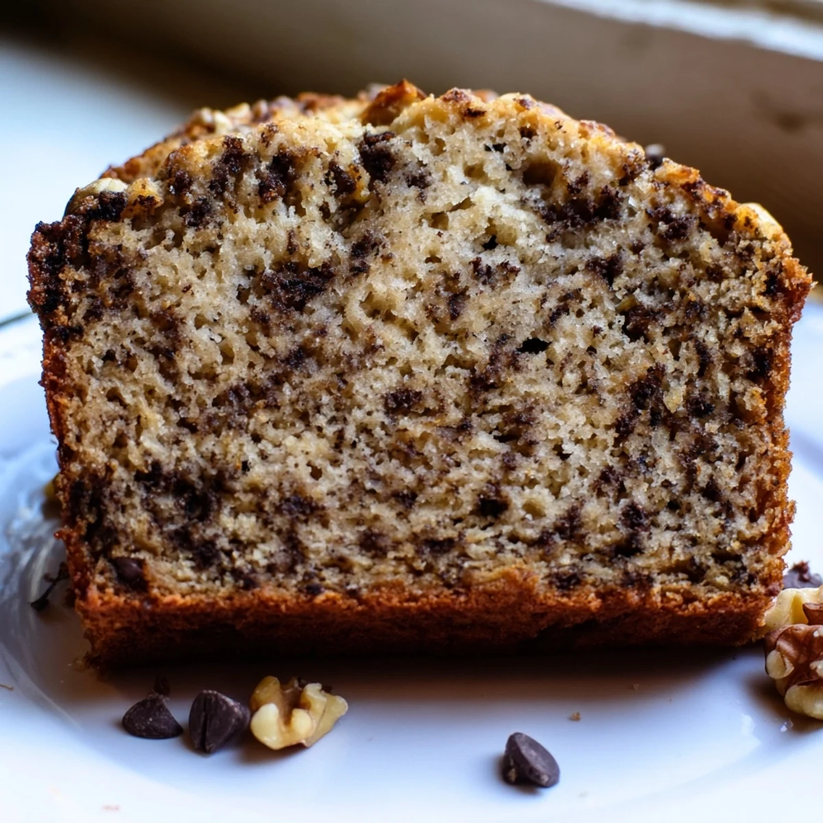Super moist banana bread topped with a crunchy sugar crust fresh from the oven