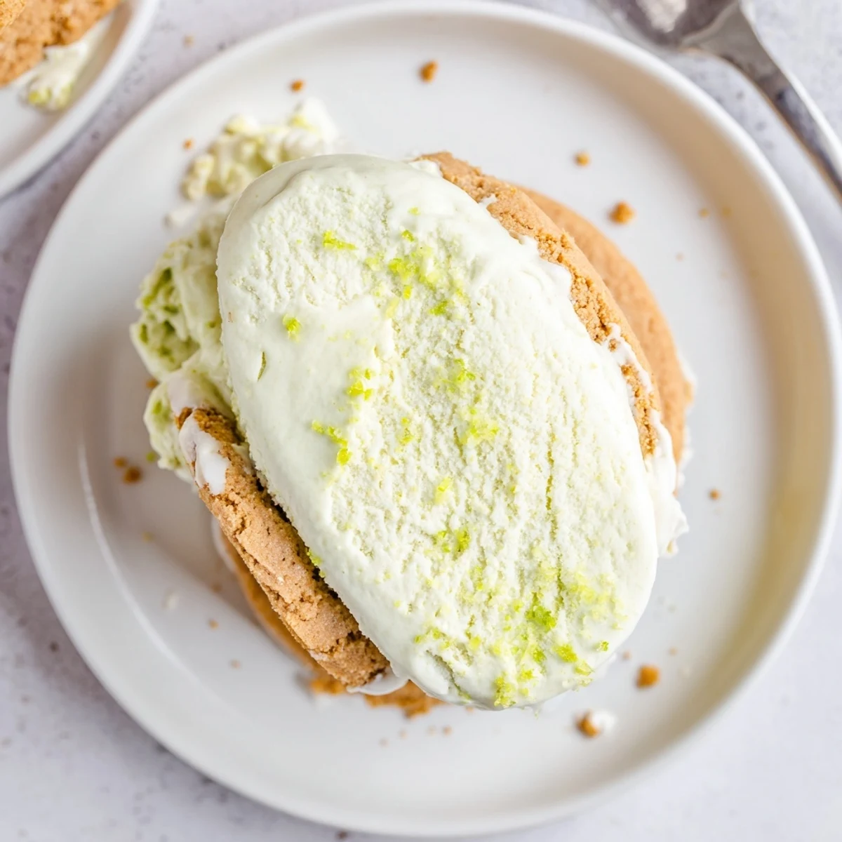 Chilled Key Lime Pie Ice Cream Sandwiches topped with bright lime zest, picnic-ready.