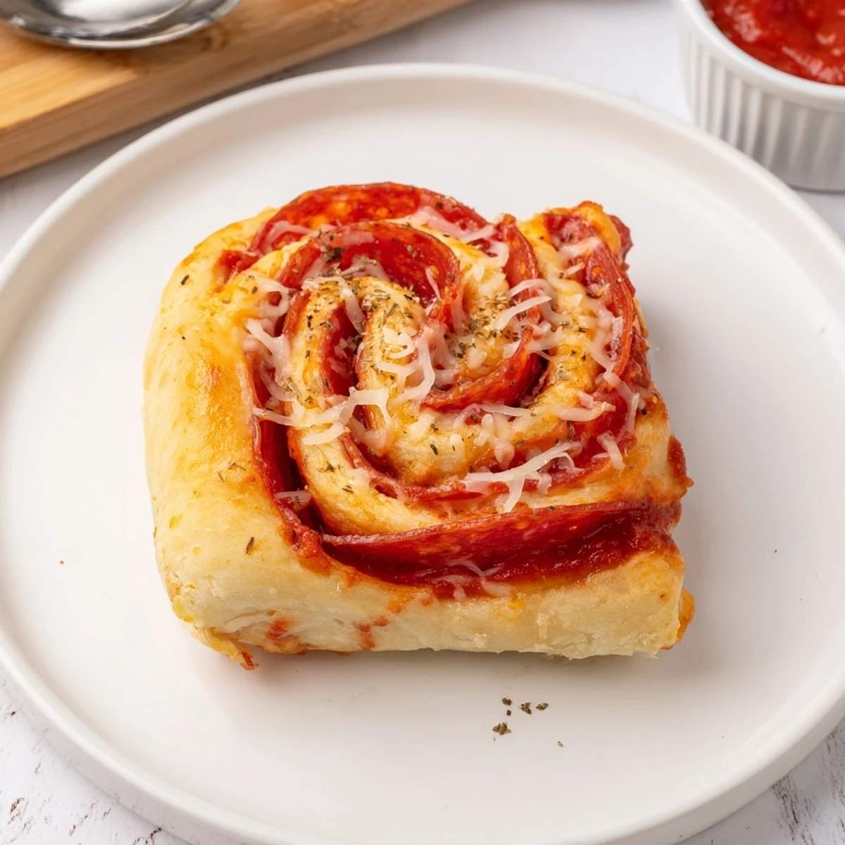 Pepperoni Pizza Roll Breadsticks, soft golden twists with melty mozzarella and marinara