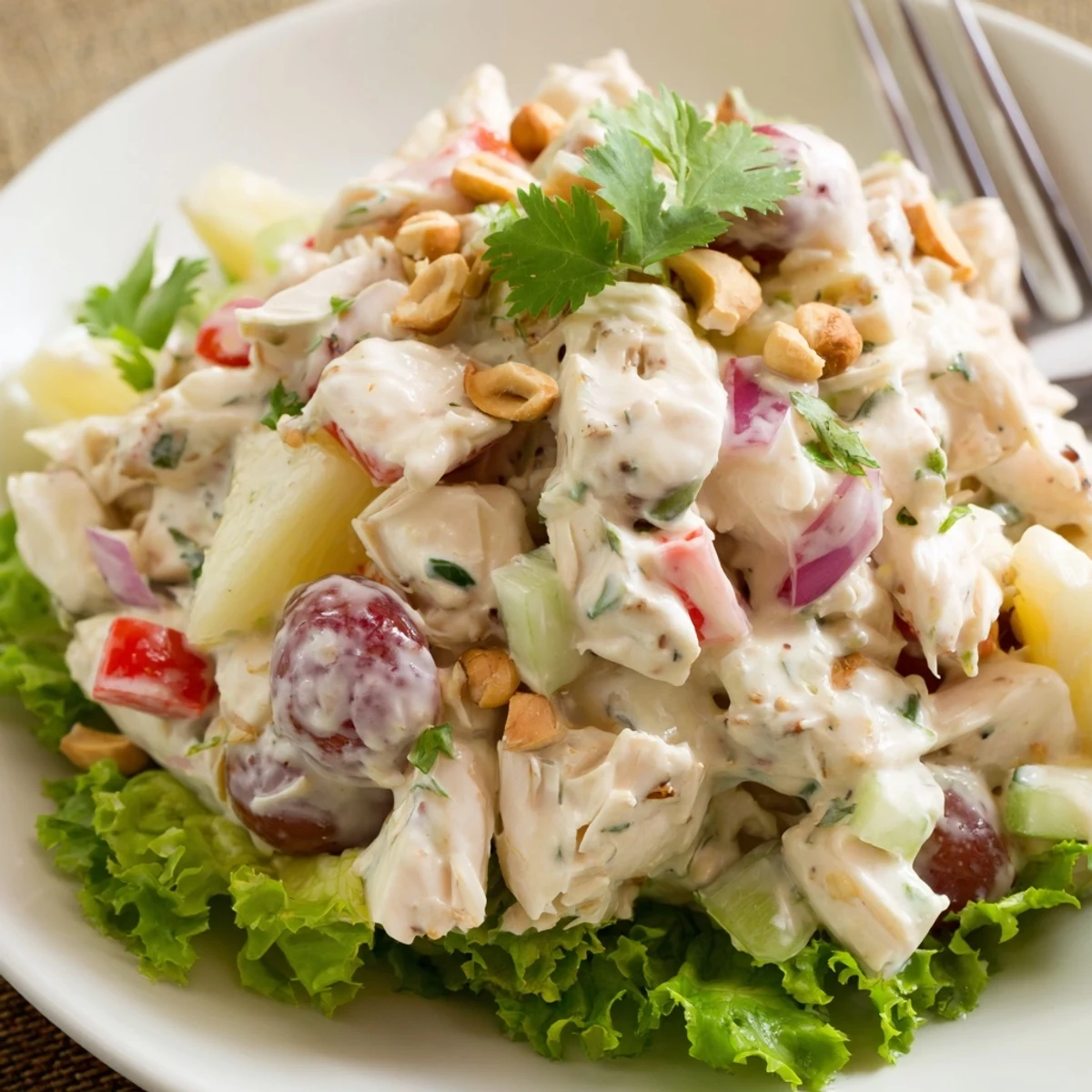 Hawaiian Chicken Salad Recipe chilled for picnics, bright colors and crisp celery