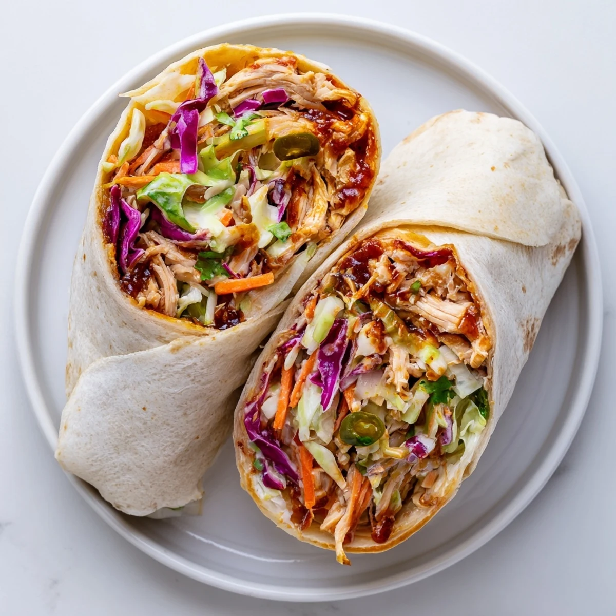 Grilled Bbq Chicken Coleslaw Wraps sliced, soft tortilla hugging zesty filling