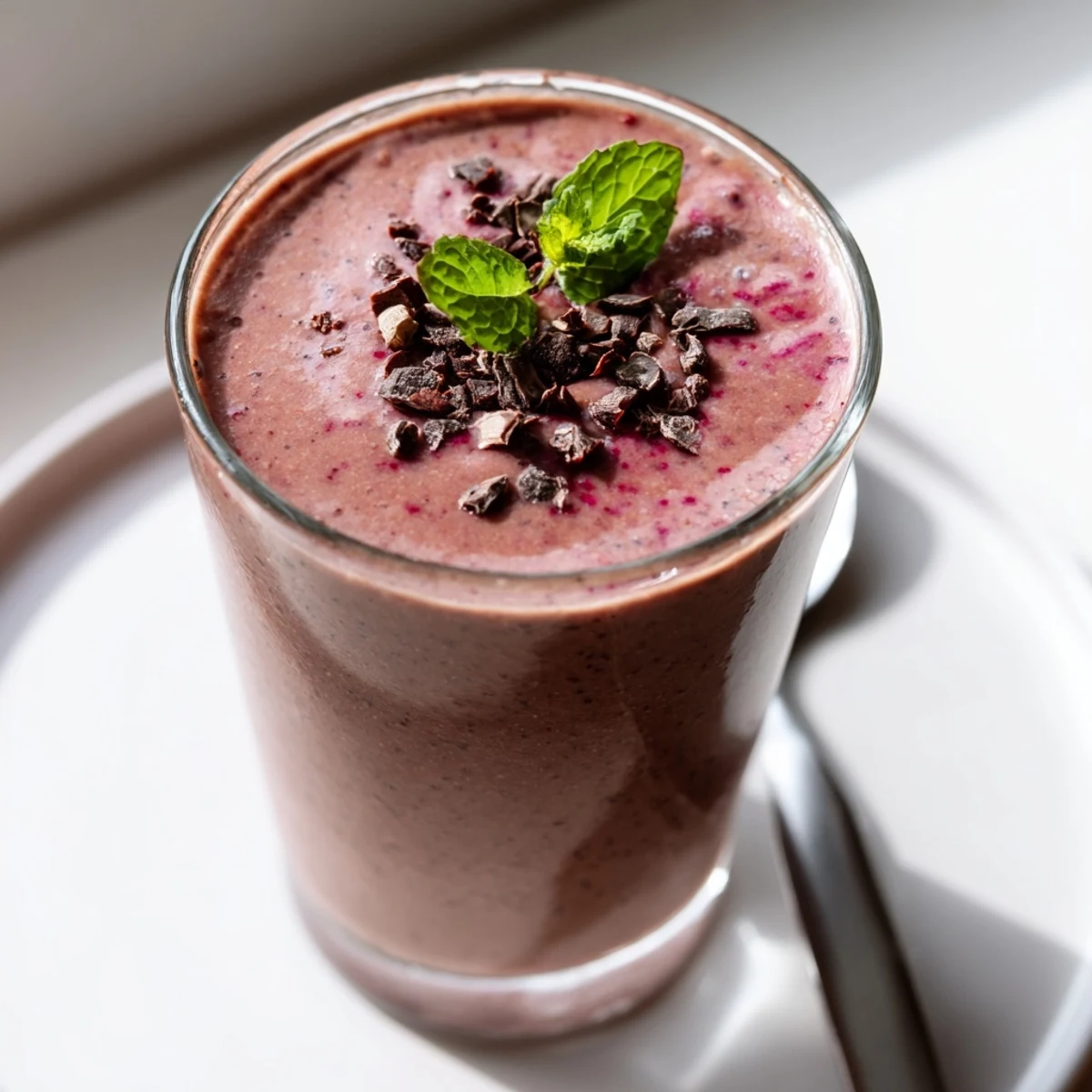 Chilled Chocolate Beet Smoothie, banana and cocoa richness, perfect morning pick-me-up