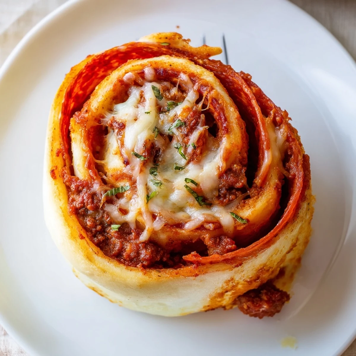Oven-baked Cheesy Beef Pepperoni Pizza Roll Ups Snack Recipe served with warm sauce