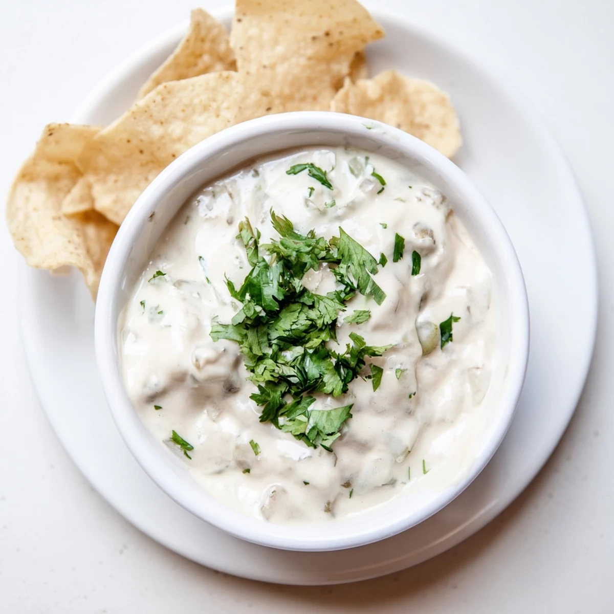 Rich Mexican white sauce drizzled over crispy tacos with colorful vegetables and cheese toppings