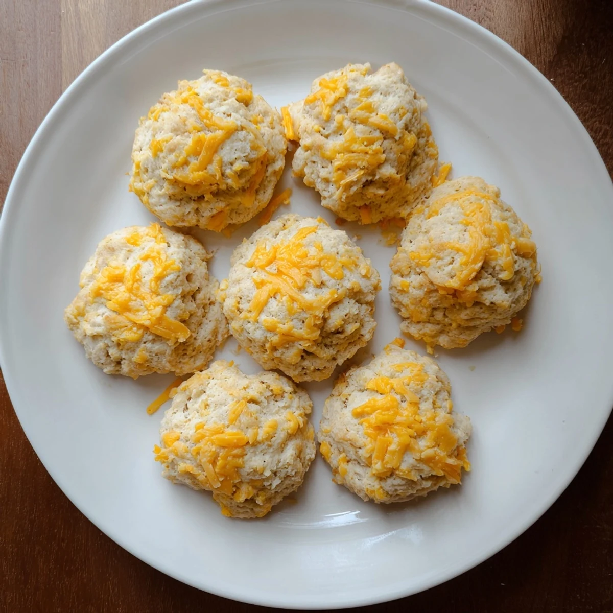 Fluffy savory breakfast protein biscuits stacked on a wooden board ready for serving