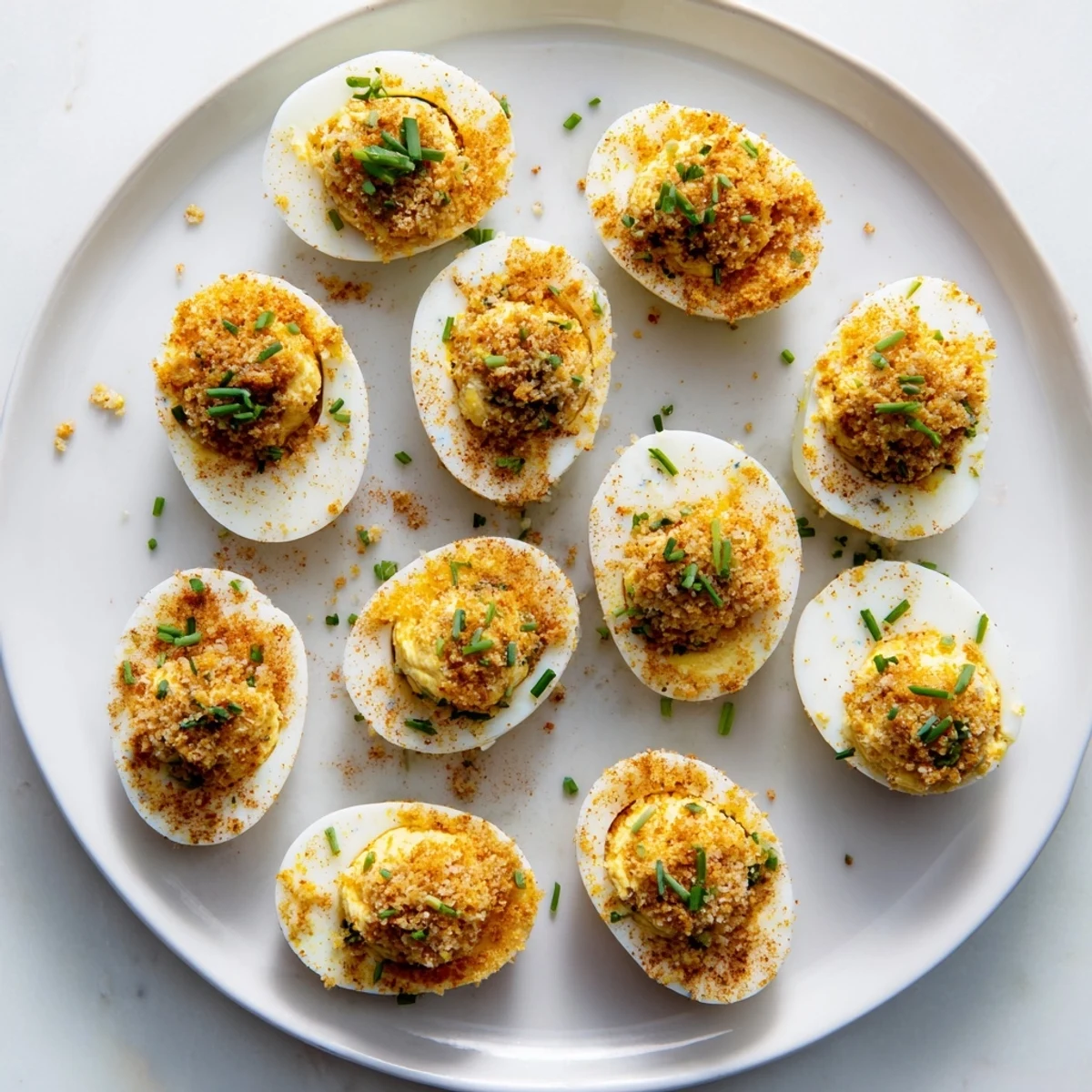 Fried deviled eggs recipe showing golden brown crust and smooth yellow yolk filling