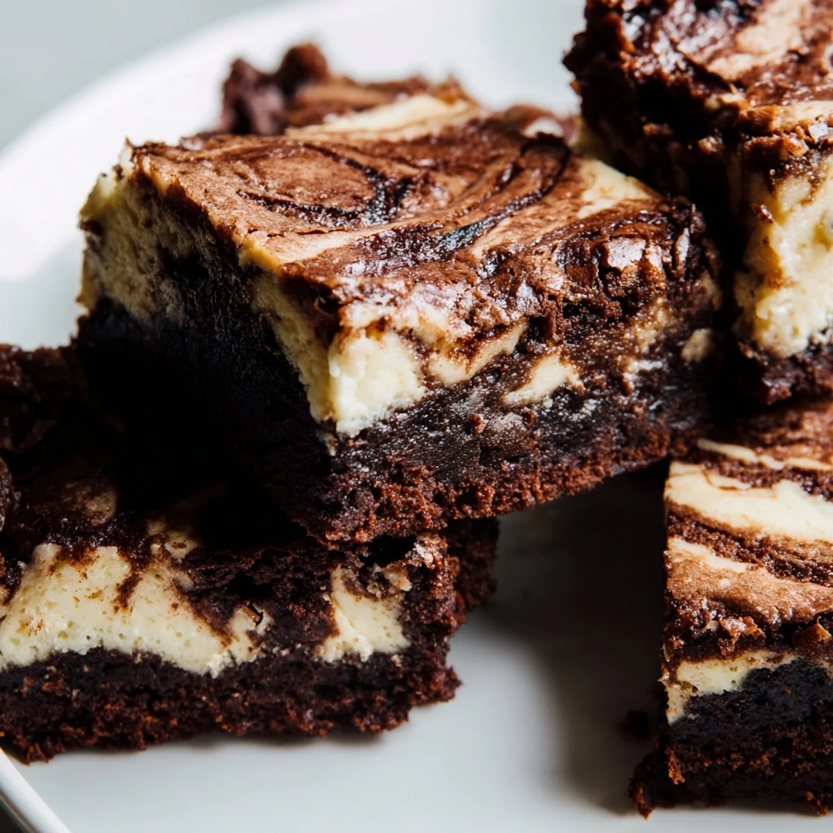 Homemade sourdough cheesecake brownie bars cut into squares showing distinct chocolate and cream cheese layers