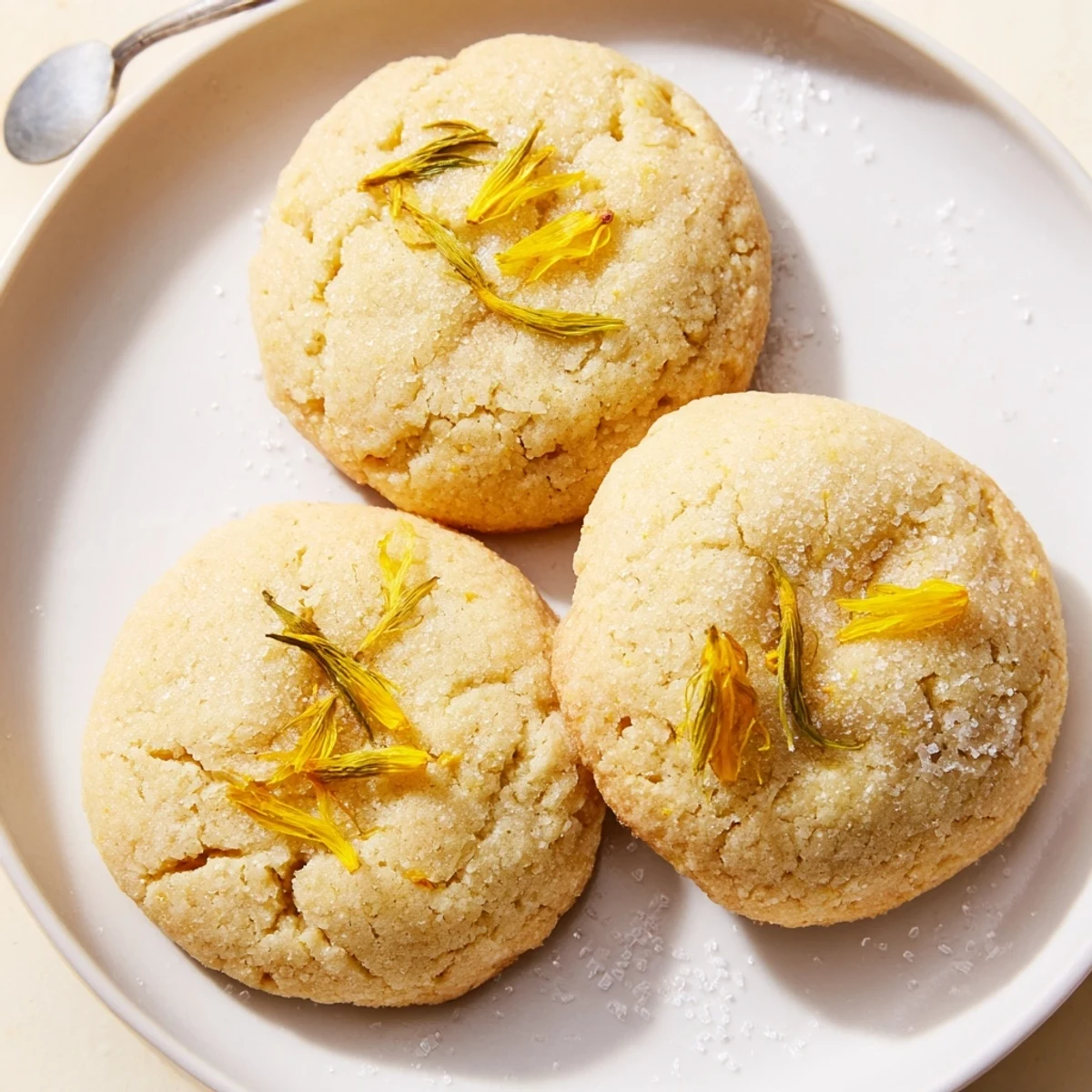 Warm Magical Dandelion Cookies Recipe showing delicate yellow petals, soft crumb