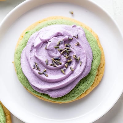 Matcha Sugar Cookies Lavender Frosting